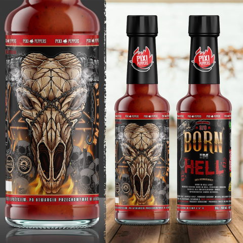 Ostry sos Pixi Peppers BORN IN HELL LIGHT z Habanero i Chipotle, 200ml Ostry sos Pixi Peppers BORN IN HELL LIGHT z Habanero i Chipotle, 200ml