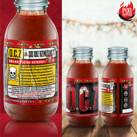 Ekstremalnie ostry sos Pixi Peppers O.C.Z z olejem z SUPERHOTÓW, 100ml