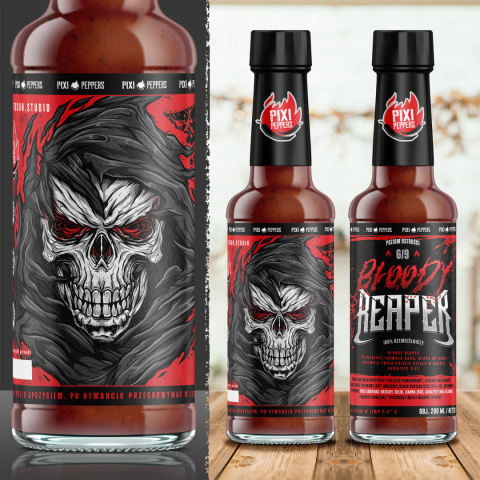 Ostry sos Pixi Peppers BLOODY REAPER z Caroliną Reaper, 200ml Ostry sos Pixi Peppers BLOODY REAPER z Caroliną Reaper, 200ml