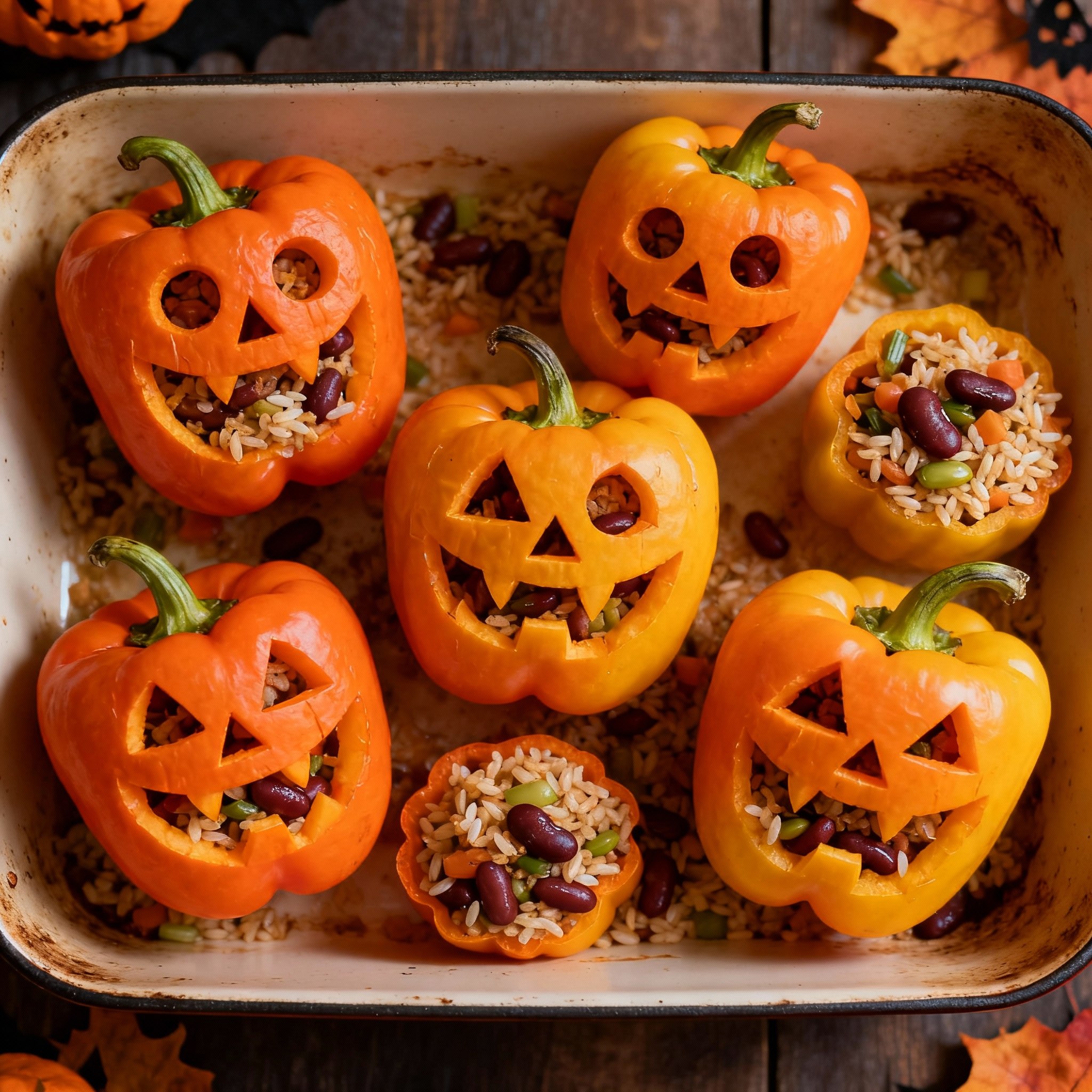 ostre papryki faszerowane na halloween